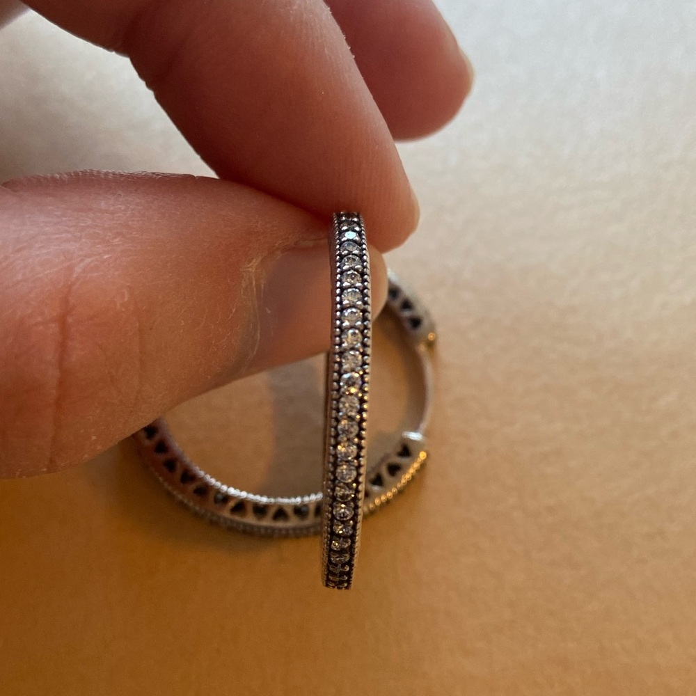 Pandora sparkle and hearts hoop earrings